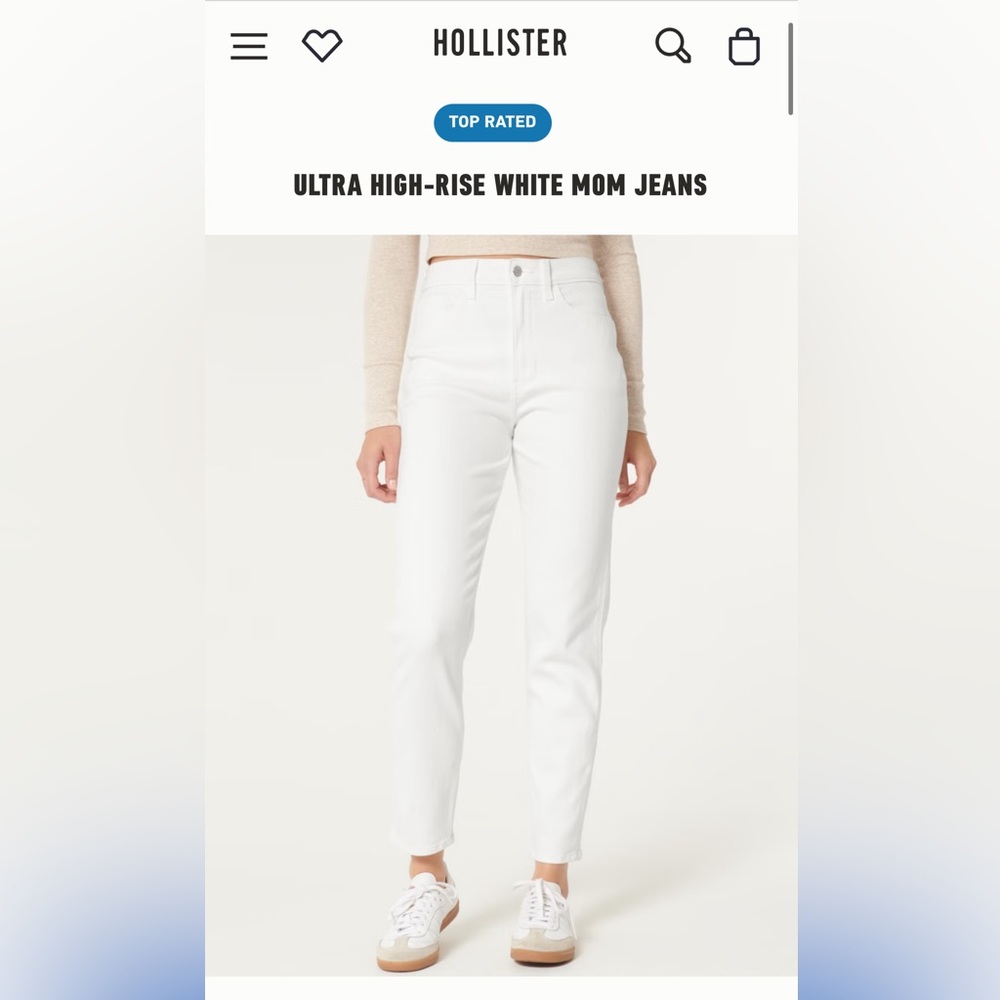 Hollister high rise mom jean white 25 Long length